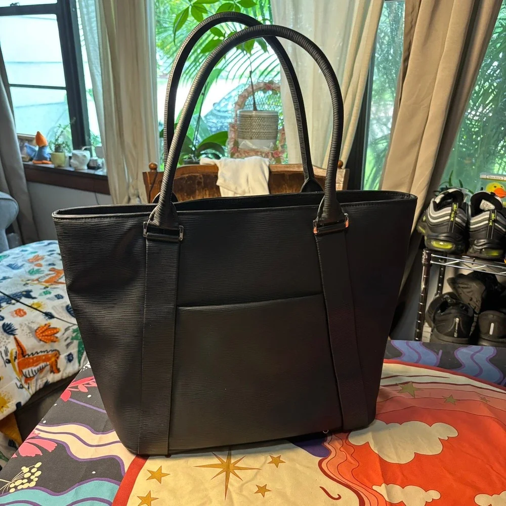 Vessel Signature 2.0 Tote Bag Black Textured Faux Leather Laptop Travel Golf - Picture 3 of 16